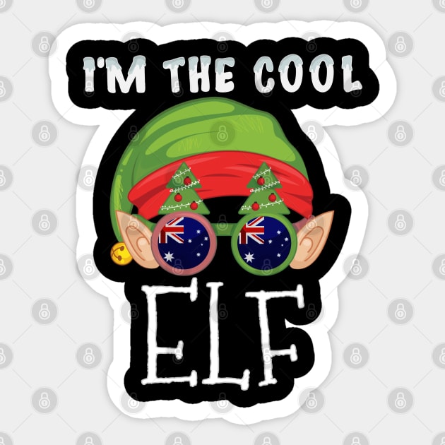 Christmas  I'm The Cool Australian Elf - Gift for Australian From Australia Sticker by Country Flags